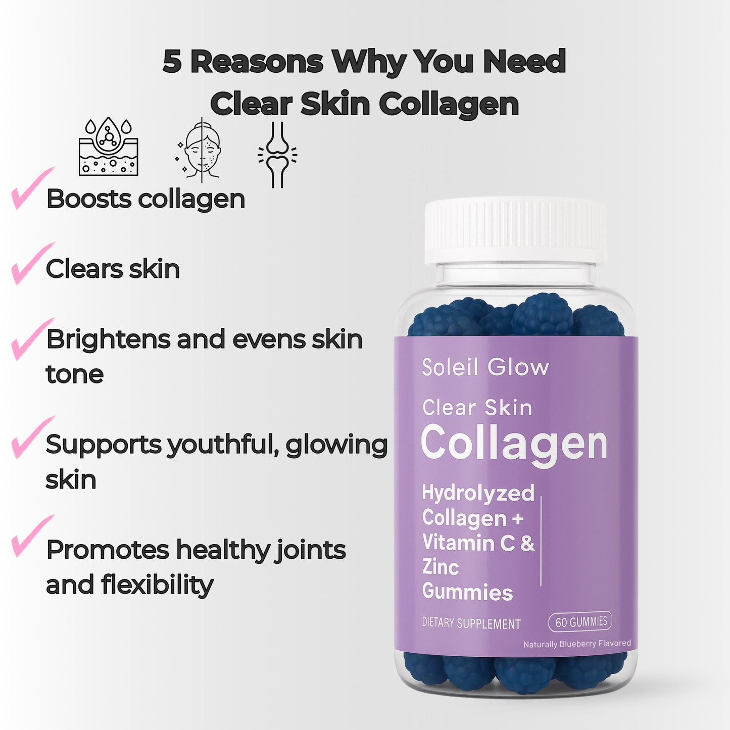Soleil Glow Clear Skin Collagen Gummies